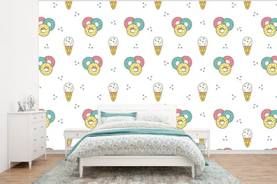 Behang - Fotobehang Patronen - IJs - Donus - Jongens - Kinderen - Kids - Breedte 320 cm x hoogte 240 cm