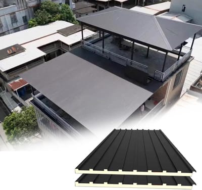 Metalen Dakpanelen - Dakplaten Aluminium - Pergola Bekleding - Geïsoleerde Golfplaten - 0.9 Meter Stuks - Grijs Bruin