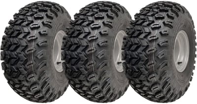 22x11.00-8 Utility ATV-banden P334 wielen, 4-laags, 4 inch PCD stalen velgen (set van 3)