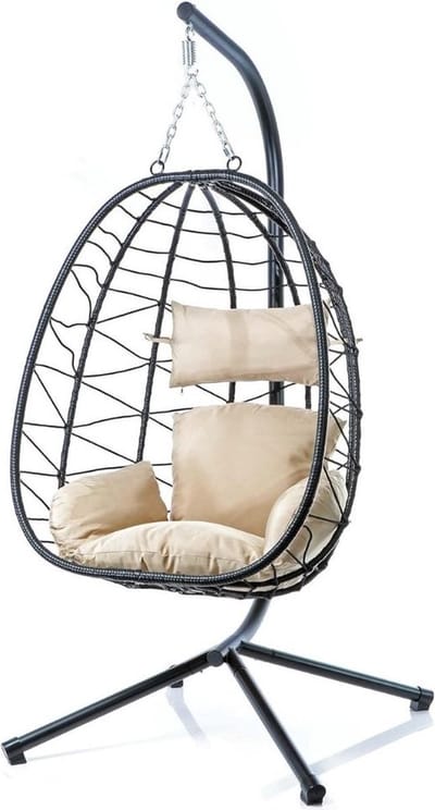 Hangstoel Cocoon - Egg Hangstoel – Hang Stoel Met Standaard – Egg Chair Inclusief Kussens – Voor Binnen Of Buiten – Hangstoelen – Gewicht tot 130 Kg