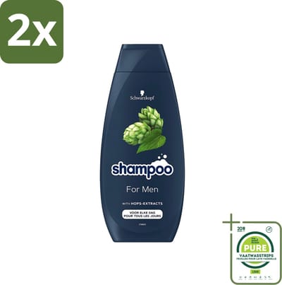 Schwarzkopf - Shampoo - For Men - Met Hop Extract - Voor elke dag - 400 ml - Voordeelverpakking - 2 stuks - Haarversterkend shampoo - Shampoo voor mannen