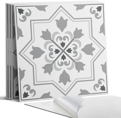 Coloray Wandpanelen Zelfklevend - Patroon met bloemmotieven Zelfklevende Wandpanelen - 50 cm x 50 cm - Grijs Wandpaneel PVC - 4 stuks - Texturen Wandpanelen Zelfklevend - Wandpaneel Keuken - Wandpanelen Badkamer