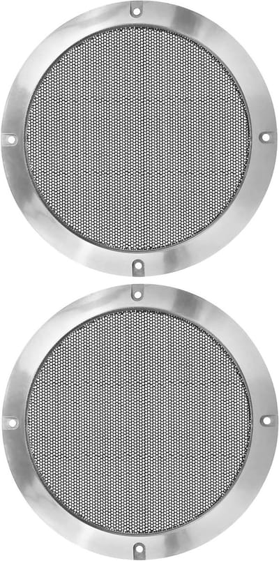 2 Stuks 6.5 Inch Metalen Glanzende Auto Audio Speaker Cover Mesh Subwoofer Grill Hoorn Bescherming Decoratieve Cirkel Rooster Beschermer Zwart Zilverkleurig