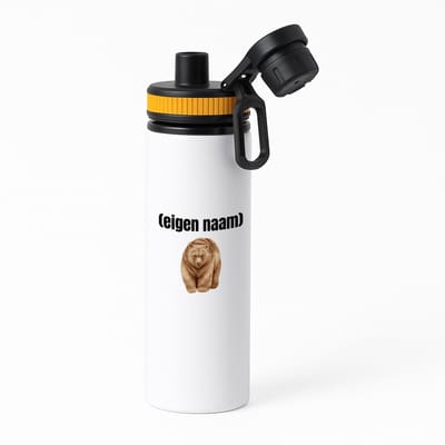 Hacebo® - grote beer met eigen naam waterfles met draaidop oranje - Beer - beren liefhebbers - iemand die houdt van beren - verjaardag - cadeau - kado - water fles - 850ML