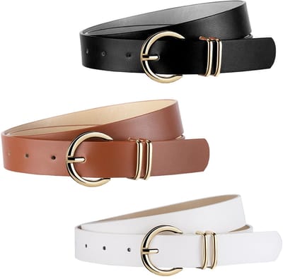 Dailygoods- Leren Riem 2,8 cm Breed - Damesriem - Klassieke Gesp - Duurzaam Rundleer - Ideaal voor Casual/Formele Outfit - Totale Lengte 107 cm