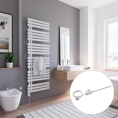 Schulte BREDA - elektrische designradiator - 60 x 169 cm - wit - handdoekdroger - verwarmingselement links - type 3 warmteregelaar - 900 Watt - H02416960-E3L 04