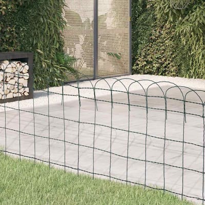 Borderhek voor de Tuin - 10 x 0,65 m - Groen - Gepoedercoat IJzer - Sierhekwerk voor Gazon en Bloembedden - Anti-Dieren Omheining - Weerbestendig