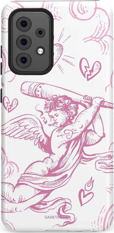 Casetastic Hoesje Geschikt voor Samsung A52 (4G/5G/s) - Stijlvolle Beschermende Duo-layer Case - Engel Roze Liefde