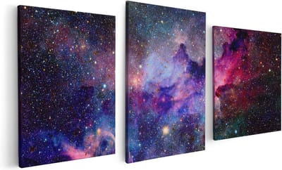 Artaza Canvas Schilderij Drieluik Sterrenstelsel in de Ruimte  - 120x60 - Foto Op Canvas - Canvas Print
