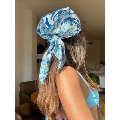 Luxe Vierkante Zijden Sjaal Met Bohemian Print Voor Vrouwen Hijab Haarbanden 70Cm Nekdoek Dames Satijnen Sjaal Bandana Hoofdband 70x70cm white