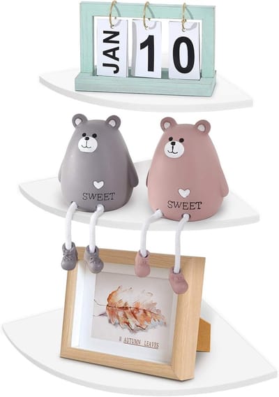Hoekplanken voor Muur, Witte Hoekmensolen voor Slaapkamer en Woonkamer, Stevige Wandplanken tot 5kg voor Thuisdecoratie