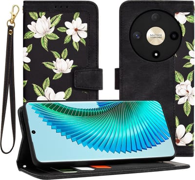 Hoesje geschikt voor HONOR Magic6 Lite - Techsuit FlipCraft Book Wallet Case met koord - Flowers of the Dawn