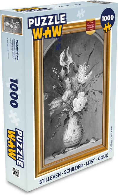 Puzzel Stilleven - Schilder - Lijst - Goud - Legpuzzel - Puzzel 1000 stukjes volwassenen