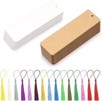 Kraft Papieren Boekenleggers met 14 Kleuren Tassels - Perfect voor Handgemaakte Decoratie, Cadeaus en Creatieve Projecten, 60 Stuks