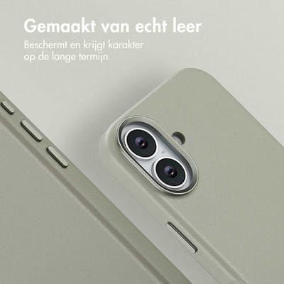 Accezz Hoesje - Geschikt voor iPhone 17 - geschikt voor MagSafe Leather Backcover - Light Grey