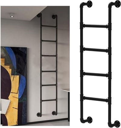 Metalen Zolderladder - Uitstapladder Kelder - Veilig Klimmen - Hoge Draagkracht - 38 cm Tredebreedte - Zwart