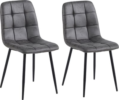 Colenis - Ela Eetkamerstoel - Set Van 2 - Antraciet - Microvezel - Design