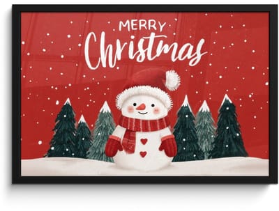 Poster in lijst - Fotolijst 60x40 cm - Posters - Kerstgroet - Sneeuw - Rood - Posterlijst zwart - Decoratie - Wanddecoratie woonkamer - Muurdecoratie slaapkamer - Kerstversiering - Kerstdecoratie voor binnen - Kerstmis