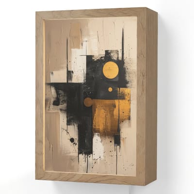 Wandlamp 20x30 cm - Oplaadbaar - Abstract - Zwart - Goud - Modern - Wandlampen binnen woonkamer - Slaapkamer lamp met kabel - Decoratieve nachtlamp - Vloerlamp snoer