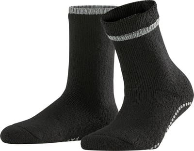FALKE Cuddle Pads Noppen op de zool katoen wol huissokken dames zwart - maat 35-38