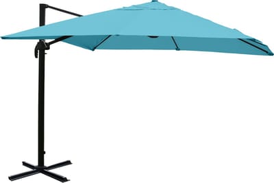 Zweefparasol MCW-A96, parasol, 3x3m (Ø4.24m) polyester/aluminium 23kg ~ turquoise zonder voet
