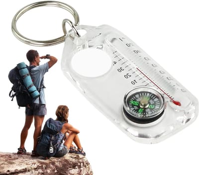 Kompas Thermometer Sleutelhanger - Draagbaar Navigatie Instrument - Outdoor Navigatie - Dubbele Functie Meting - 6x 31 cm - Zwart