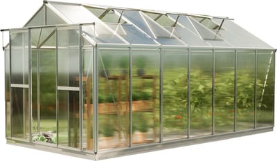 GFP tuinkas SAPHIR 7 aluminium 259x449 cm, 6 mm kanaalplaten polycarbonaat, met fundamentframe & automatische dakraamopener