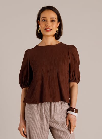 YEST Maja Tops - Coffee Brown - maat 36