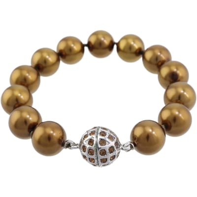 Behave - Armband bruine parels met magneetsluiting - feestelijk chic