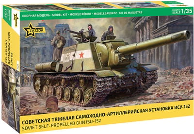 Zvezda Modelbouwpakket Militaire voertuigen - 3721 ISU-152 - Sovjet Zelfrijdend Kanon WWII - Russische Tankjager Plastic - 1:35 - Modelbouw
