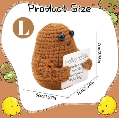 Grappige positieve aardappelpulp, creatieve breiwol aardappelpop met positieve energiekaart, positieve Potato Inspirational Pocket Hug verjaardagscadeau feestdecoratie (A)