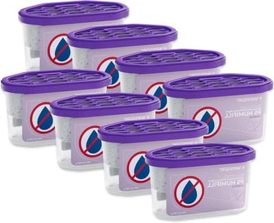 Luchtontvochtiger Vochtabsorber - Vochtvreter Vochtvreters - Vocht en Schimmel Bestrijden - Passief Zonder Stroom - 400 ml 8 stuks - Lavendel
