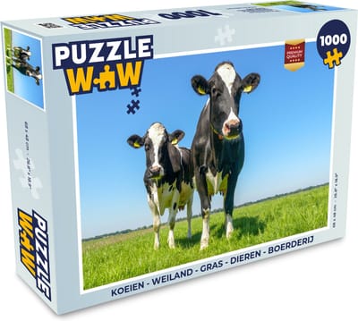 Puzzel Koeien - Weiland - Gras - Dieren - Boerderij - Legpuzzel - Puzzel 1000 stukjes volwassenen