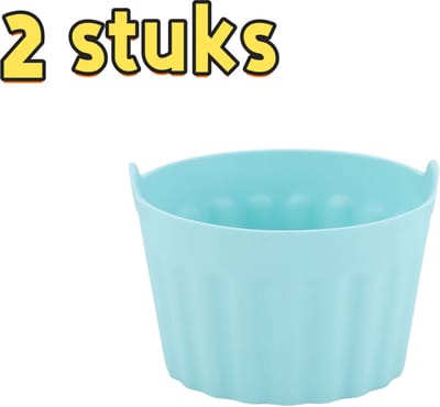 2-delige siliconen bakvorm - Airfryer - Cupvorm - Cakevorm - Eiertaartvorm - Puddingvorm - Geschikt voor keuken, desserts, bakken - 8*5*5 cm - Meerblauw