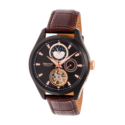 Heritor automatisch Sebastian semi-skelet lederen band horloge