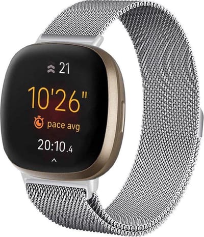 YPCd® Fitbit Versa 3- bandje - Zilver - Milanees Roestvrij Staal - Small
