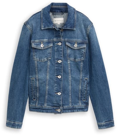 Tom Tailor - Jeansjasje van gerecycled katoen - Maat L - Used Dark Stone Blue Denim