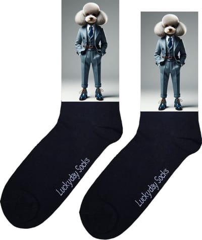 Poedel suit sokken - verjaardag cadeau - Moederdag - Vaderdag - opkikkertje - kerst cadeau sokken - valentijnsdag - Sokken waar je vrolijk van wordt - leuke sokken voor heren en dames - leuk cadeau - maat 37-44
