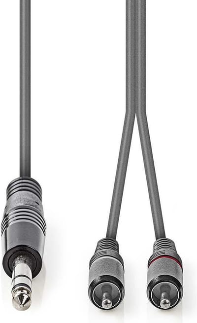Nedis Stereo-Audiokabel - 6,35 mm Male - 2x RCA Male - Vernikkeld - 1.50 m - Rond - Donkergrijs - Kartonnen Sleeve