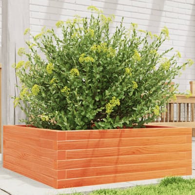vidaXL - Plantenbak - 70x70x23 - cm - massief - grenenhout - wasbruin