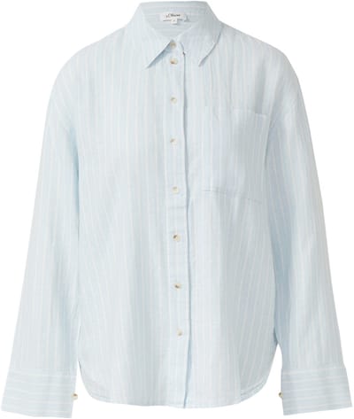 Gestreepte linnenmix blouse met borstzak voor dames s.Oliver