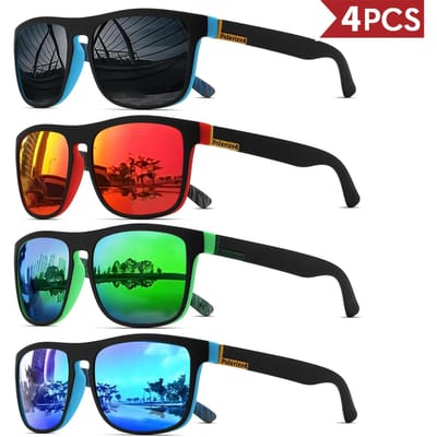 1-4 STKS Mannen Klassieke Vierkante Gepolariseerde Sportzonnebril Lichtgewicht PC Frame UV400 voor Rijden Vissen Fietsen Unisex Duurzaamheid