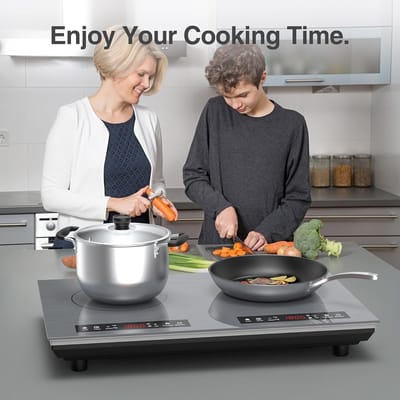 Inbouw Inductiekookplaat met 2 Zones - Krachtige Dubbele Kookplaat - 2000W - 9 Warmtestanden