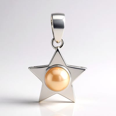 Cavill - Zilveren Hanger met Perzikkleurige Ming Parel 7 mm - 925 Sterling Zilver - Stervormig Elegant Dames Sieraad - Tijdloze Luxe