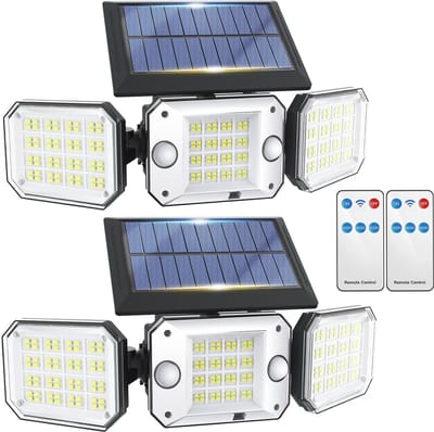 Buitenlamp op zonne-energie met Bewegingssensoren en Afstandsbediening - 224 LEDs - Waterdicht en Verstelbaar Lichtpaneel