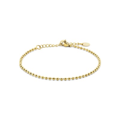 CO88 Collection Ballenarmband – 8CB-91438 – Goudkleurig – Roestvrij Staal – 2 mm Ballen – Karabijnsluiting – Verstelbaar 16,5 + 3 cm