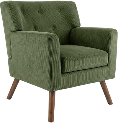 CLP Kioni Fauteuil - met armleuning - volwassen - relax - landelijk - stoelpoten van hout - ribstof - corduroy - groen