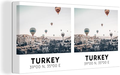 Canvas Schilderij Turkije - Cappadocië - Luchtballon - 40x20 cm - Wanddecoratie