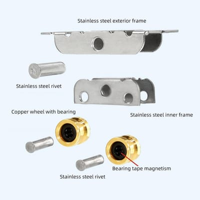 Dailygoods- Schuifdeur Rollenset Roestvrij Staal - Kogellager - Eenvoudige Installatie - Glazen Deur - Volledige Accessoires - Sterk en Praktisch - Deurroller