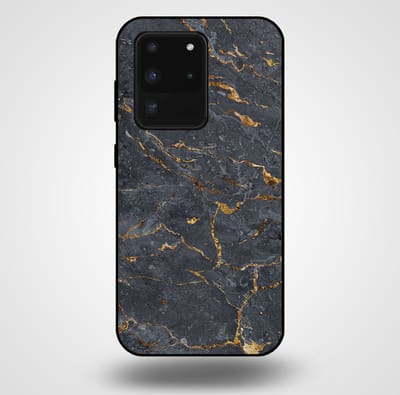 Smartphonica Telefoonhoesje voor Samsung Galaxy S20 Ultra met marmer opdruk - TPU backcover case marble design - Goud Grijs geschikt voor Samsung Galaxy S20 Ultra